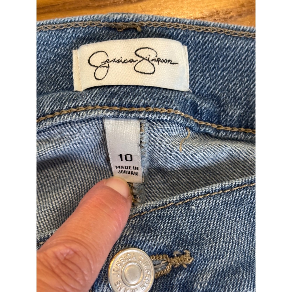 Jessica Simpson High Rise Flare Jeans Light Wash Blue Denim Stretch Size 10 - Picture 4 of 7